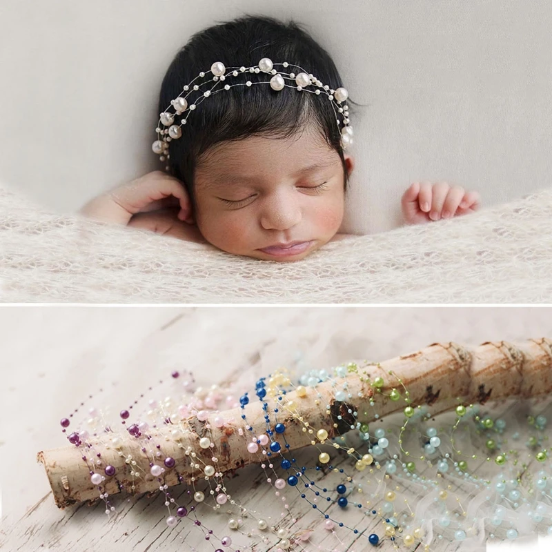 Diadema de perlas para bebé – Tocado delicado - imagen 2