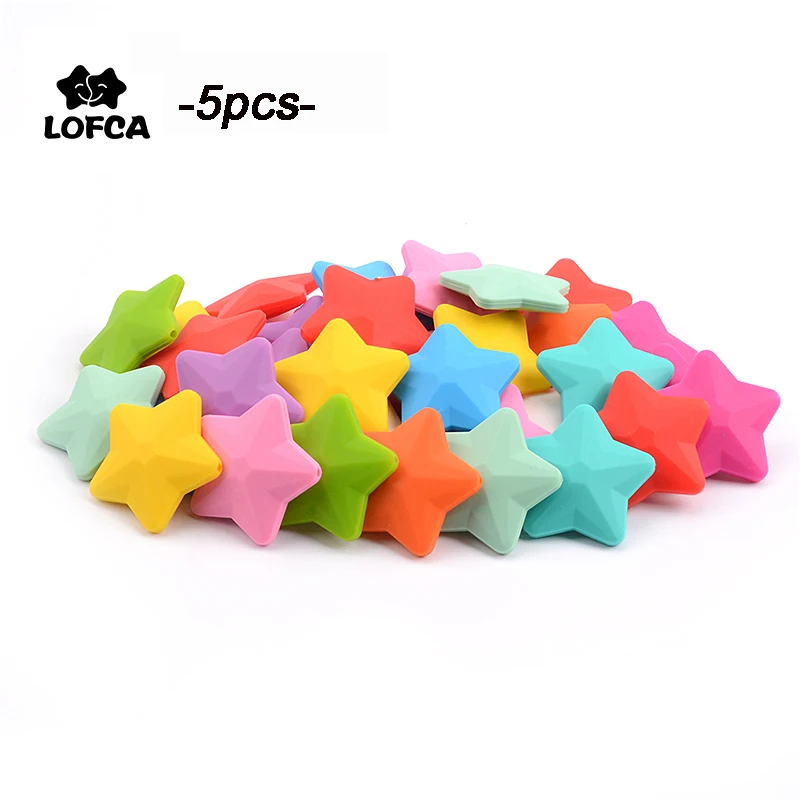 LOFCA Cuentas de silicona estrella mordedor suave BPA FREE para bebé