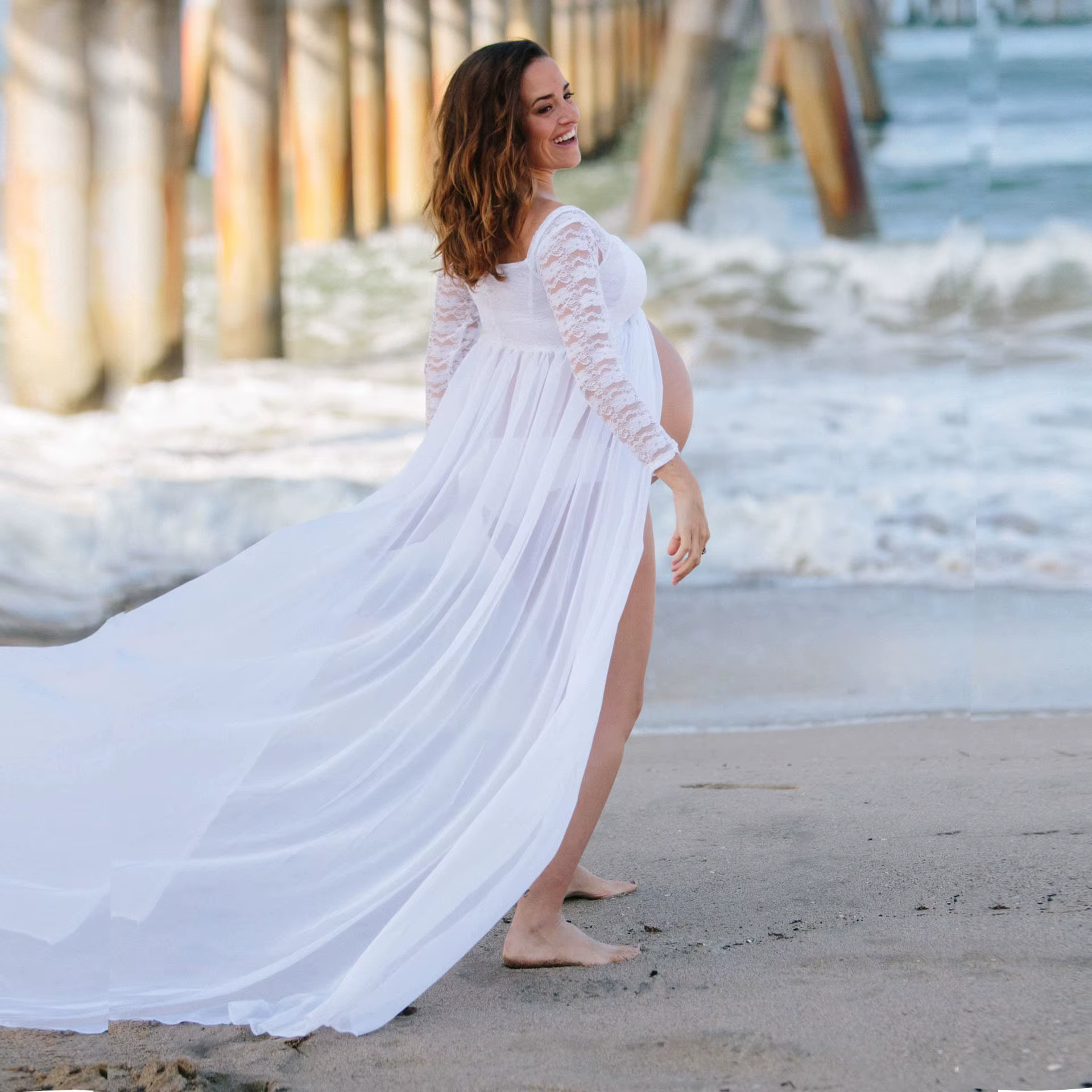 Vestido maxi con abertura frontal