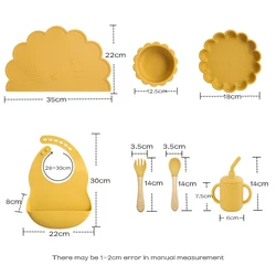 Juego de vajilla de silicona para bebé con babero impermeable