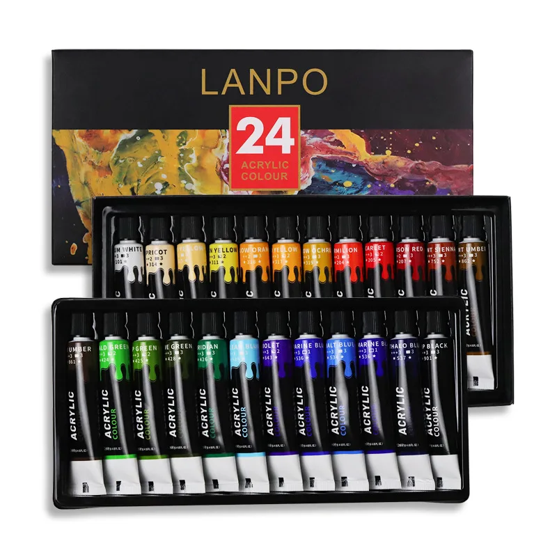 Set de pinturas acrílicas para niños con pinceles – 12 o 24 colores - imagen 3
