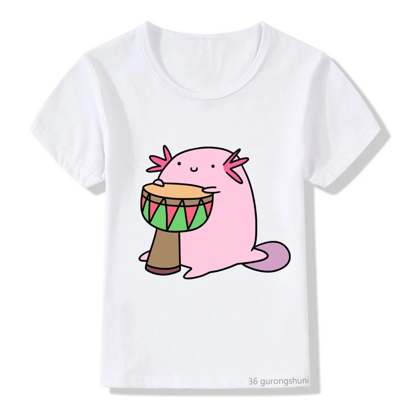 Camiseta Axolotl para niño con estampado africano de tambor – Algodón suave - imagen 3