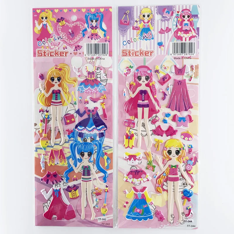 Pegatinas 3D de burbuja para cuaderno infantil - 4 hojas, diseño niña - imagen 3