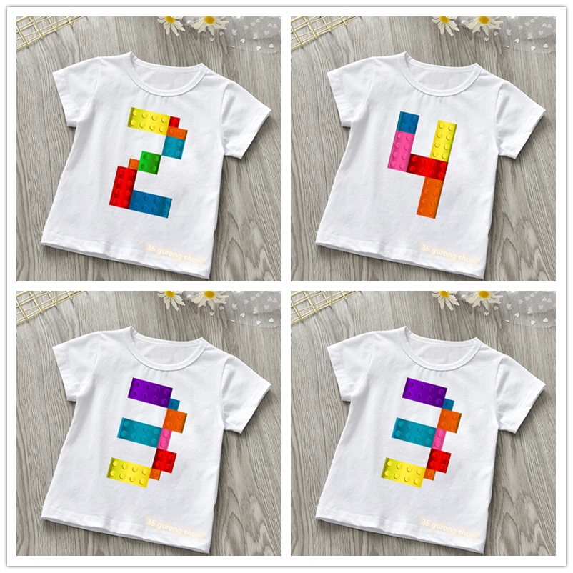 Camiseta infantil con diseño numérico en algodón suave para niños
