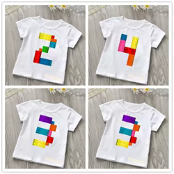 Camiseta infantil con diseño numérico en algodón suave para niños
