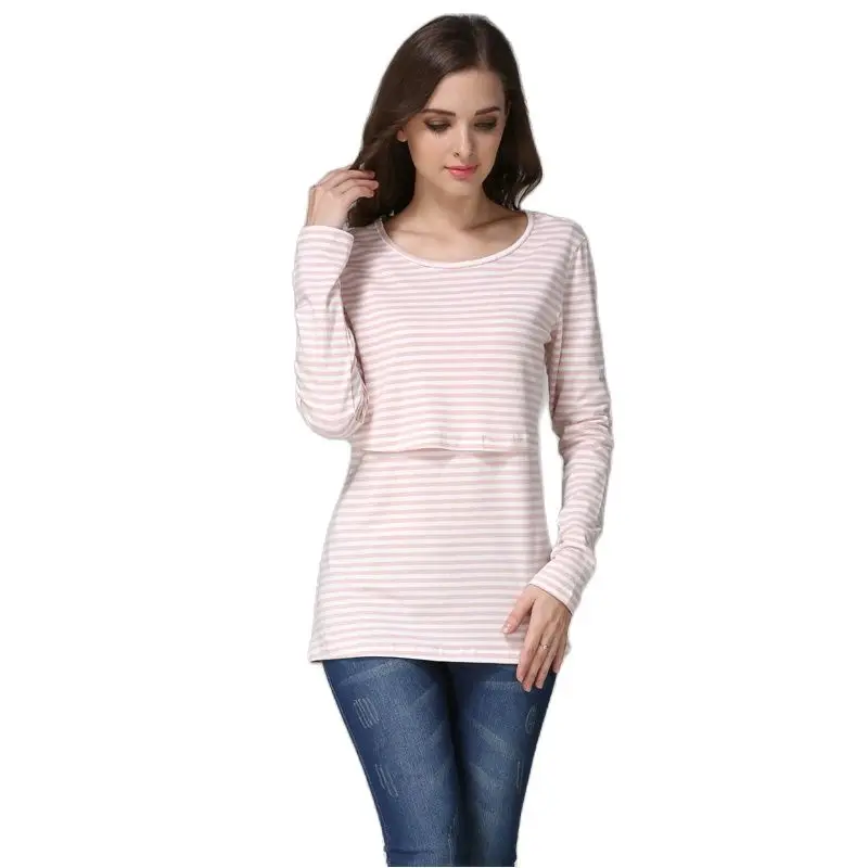 Camiseta maternity a rayas – Algodón manga larga para embarazo y posparto - imagen 3