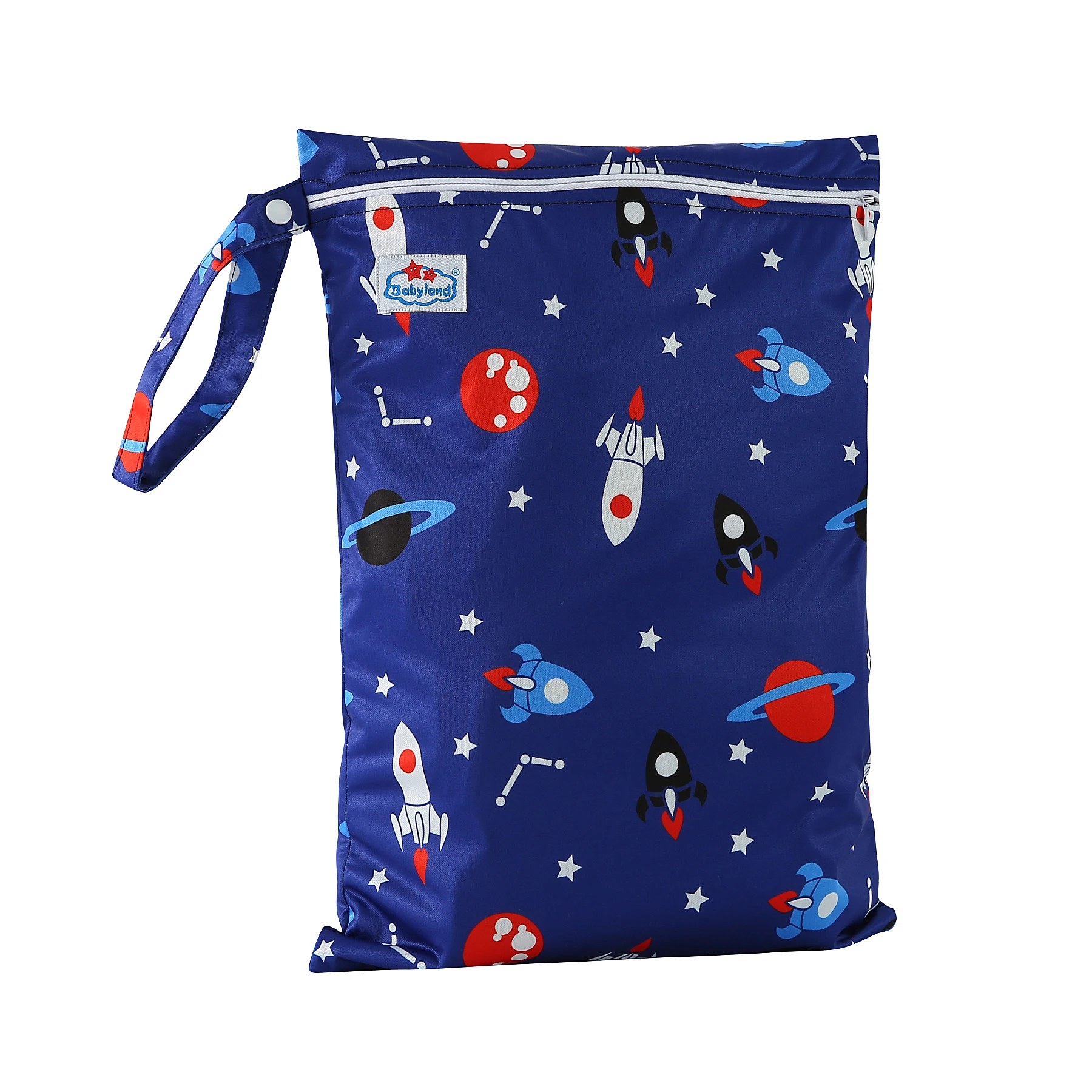La bolsa húmeda colgada del manillar del cochecito