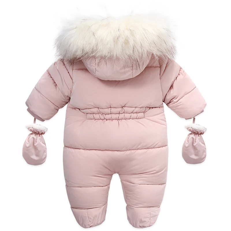 Pelele bebé algodón grueso con capucha y guantes para invierno - imagen 2