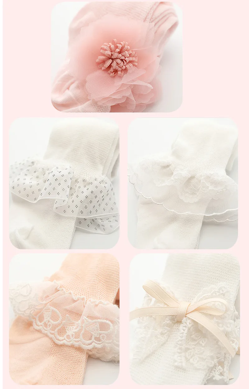 Medias con flores decorativas para niña
