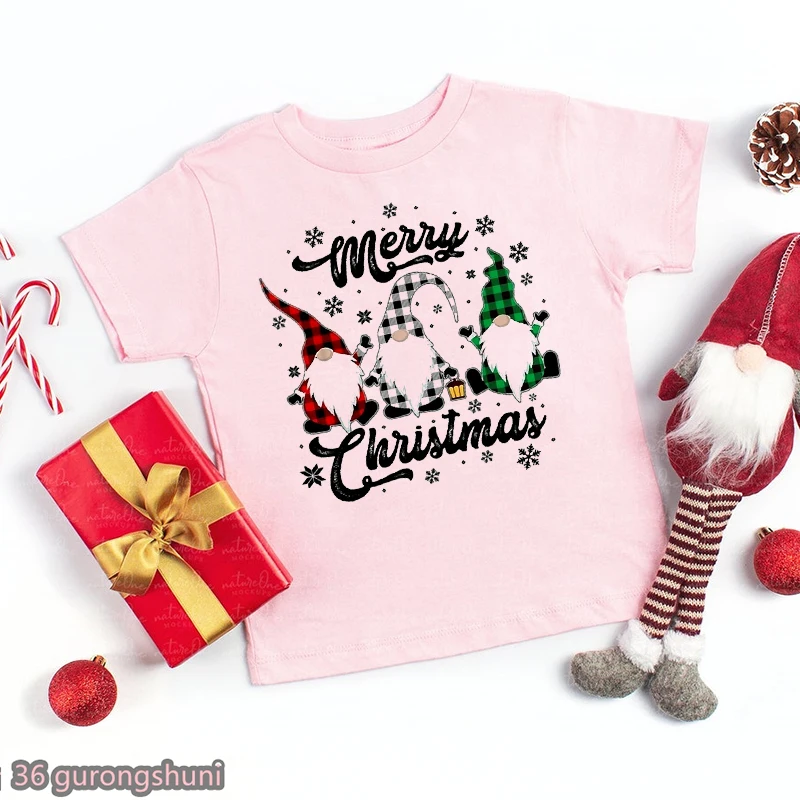 Camiseta rosa Gnomies Kawaii manga corta Feliz Año Nuevo para niños - imagen 5