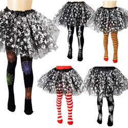 Medias largas de Halloween con telaraña para niños y niñas