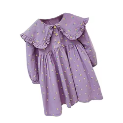 Vestido fiesta niña primavera otoño con estampado floral algodón