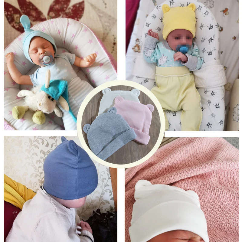 Gorro suave de algodón para recién nacido unisex, fotografía - imagen 4