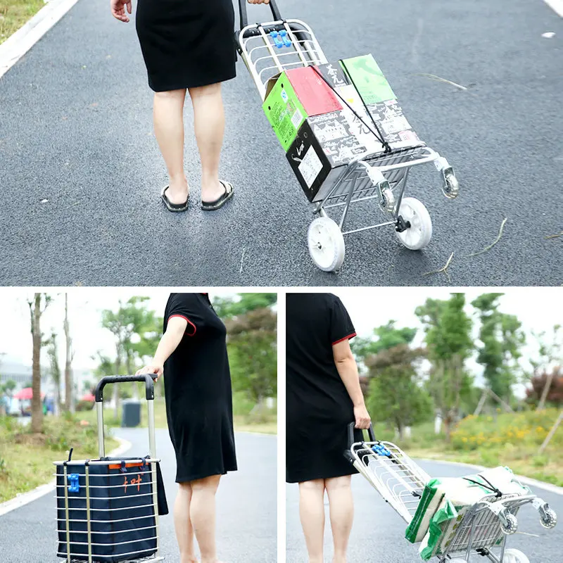 Carro de la compra plegable con ruedas cubierta para comestibles - imagen 5