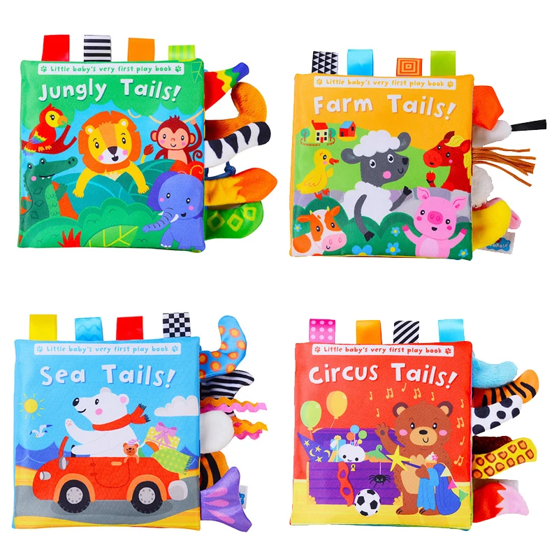 Libro de tela sensorial con anillas y luces para bebé