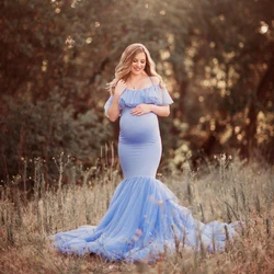 Vestido de maternidad sirena sin hombros para sesión de fotos