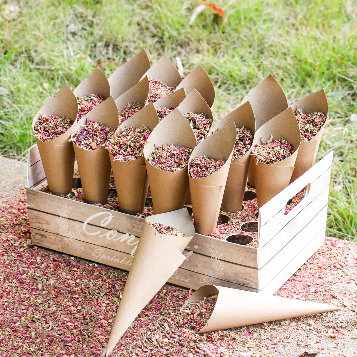 Soporte de conos confeti para boda bandeja papel fiesta - imagen 4