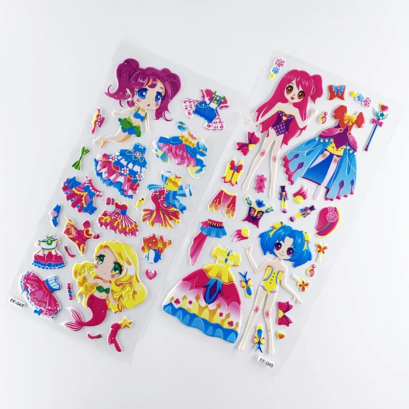 Pegatinas 3D de burbuja para cuaderno infantil - 4 hojas, diseño niña - imagen 3