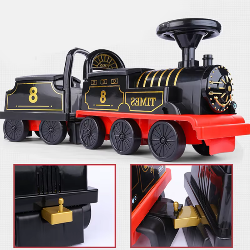 Tren eléctrico clásico para niños con vagón incluido - imagen 2