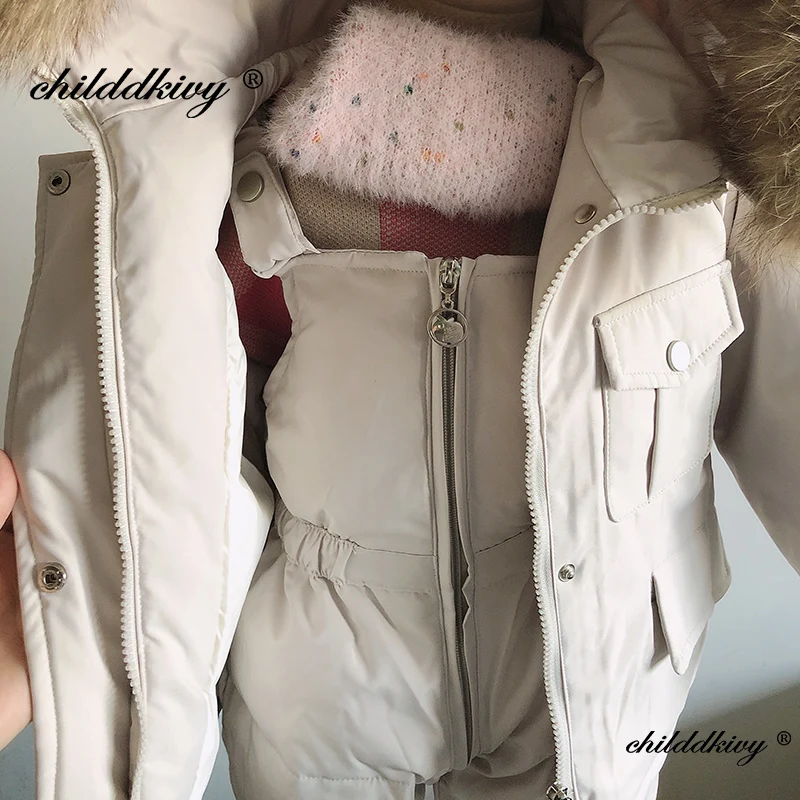 Conjunto invernal chaqueta y pelele para bebés, cuello de piel - imagen 4