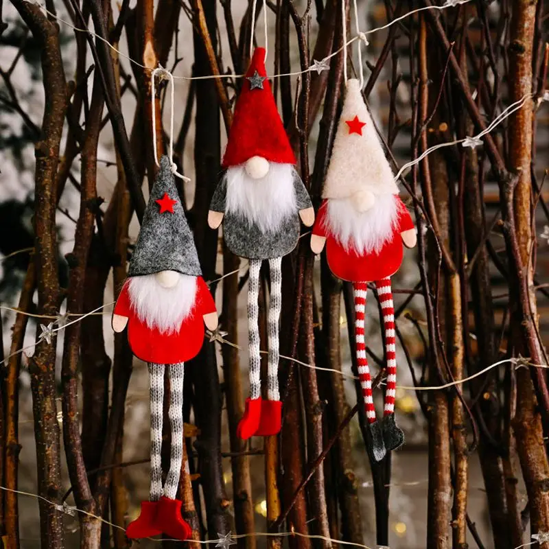 Muñeco de Papá Noel de pierna larga para decoración navideña