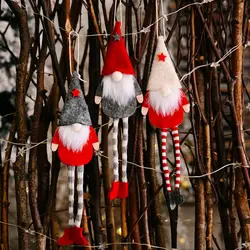 Muñeco de Papá Noel de pierna larga para decoración navideña