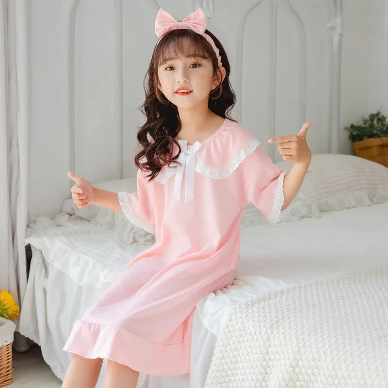Camisón fino para niñas: pijama de encaje de algodón estilo princesa - imagen 3