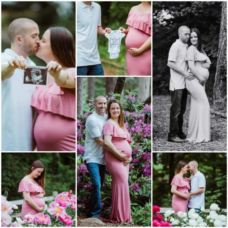 Vestido premamá con volantes para fotos de embarazo - imagen 3
