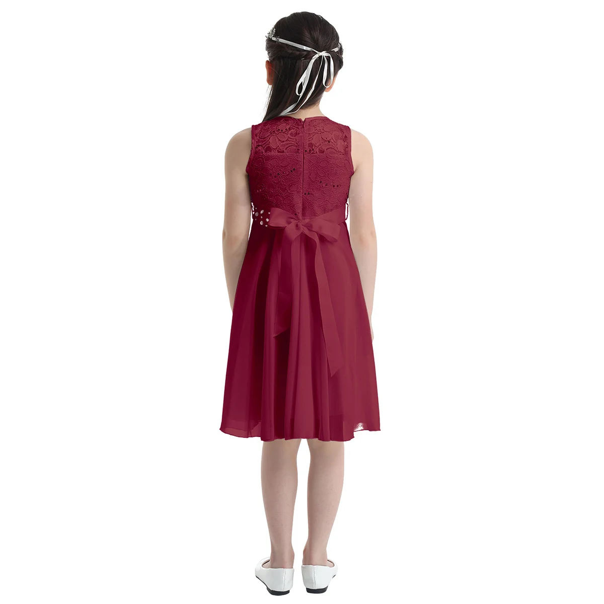Vestido fiesta flores con lentejuelas sin mangas para niña elegante - imagen 5