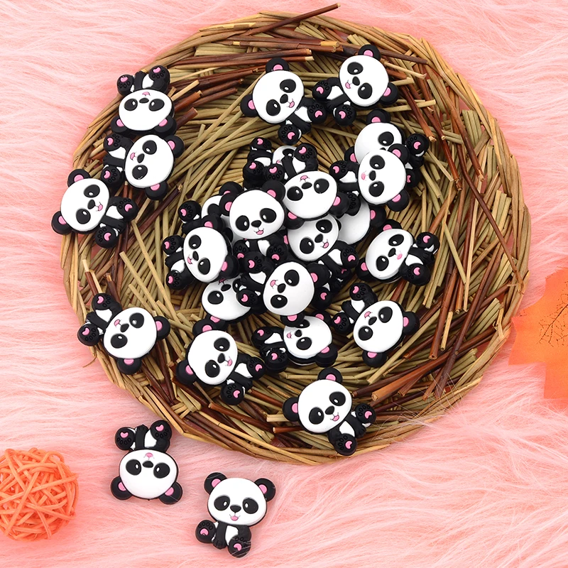 Cuentas de silicón tipo Panda para hacer joyería