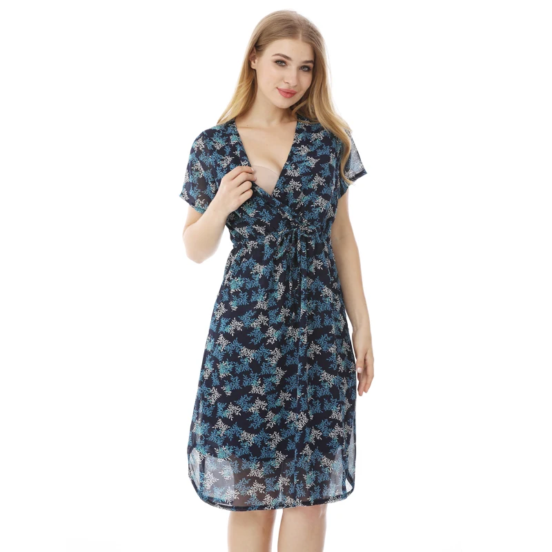 Vestido de lactancia de gasa con cintura ajustable y holgada - imagen 3