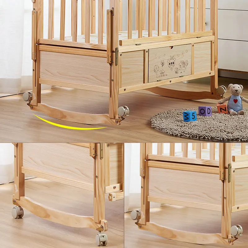 Cuna multifuncional de pino con mecedora - Incluye mosquitera convertible a cama - imagen 4