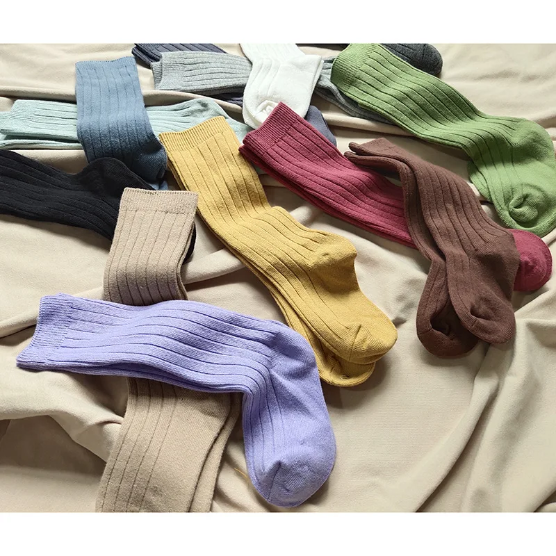 Calcetines largos de algodón para bebé y niño – Rayas lisos - imagen 4