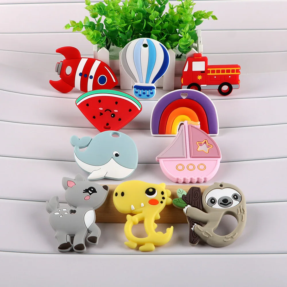 Colgantes de silicona con forma de animales para manualidades infantiles
