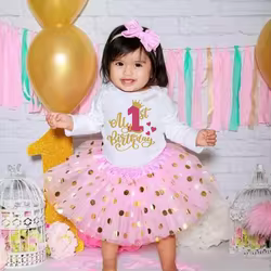 Conjunto de cumpleaños para bebé niña con vestido y tutú