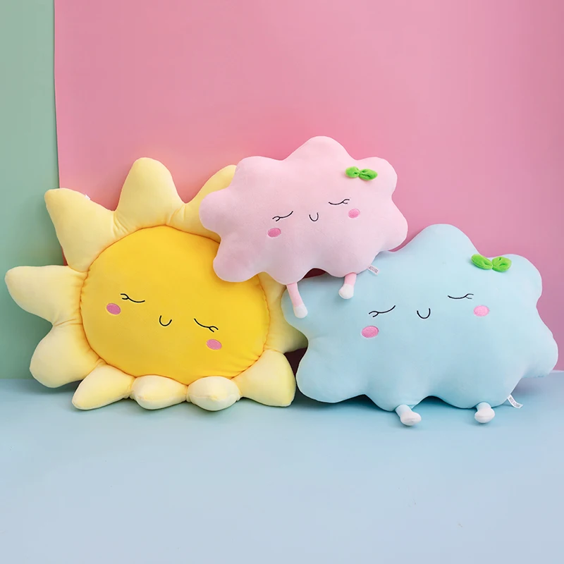 Almohada nube y sol de felpa para bebé – juguete suave coche