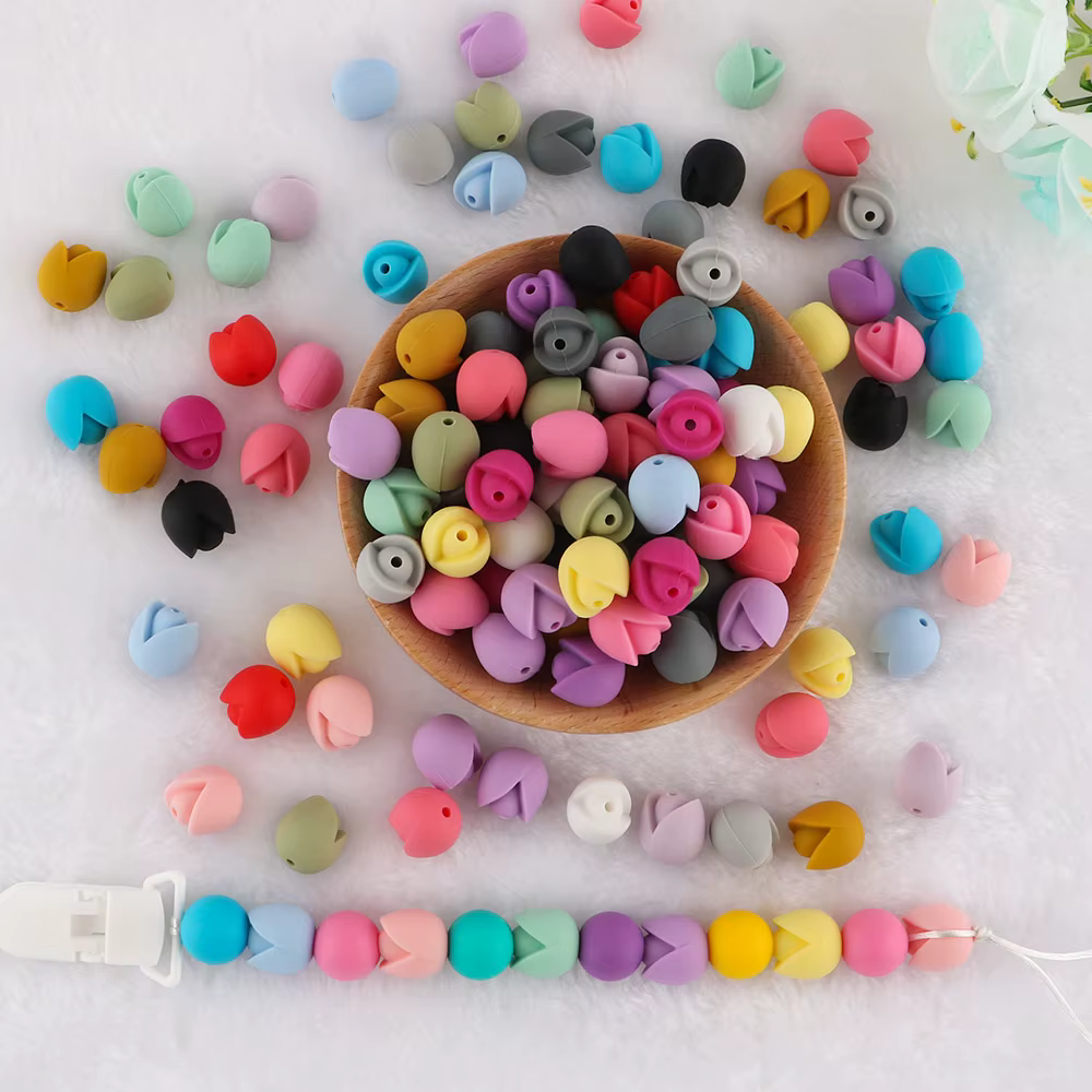 Cuentas de silicona con forma de tulipán para bisutería – Pack de 20 piezas - imagen 3