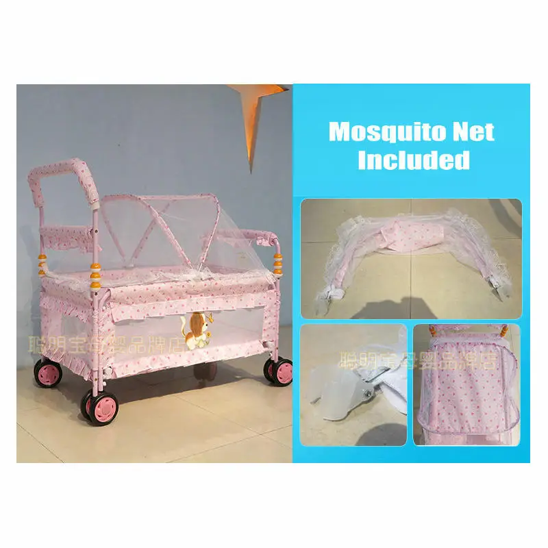 Cuna multifuncional con colchón y mosquitera convertible en cochecito - imagen 4