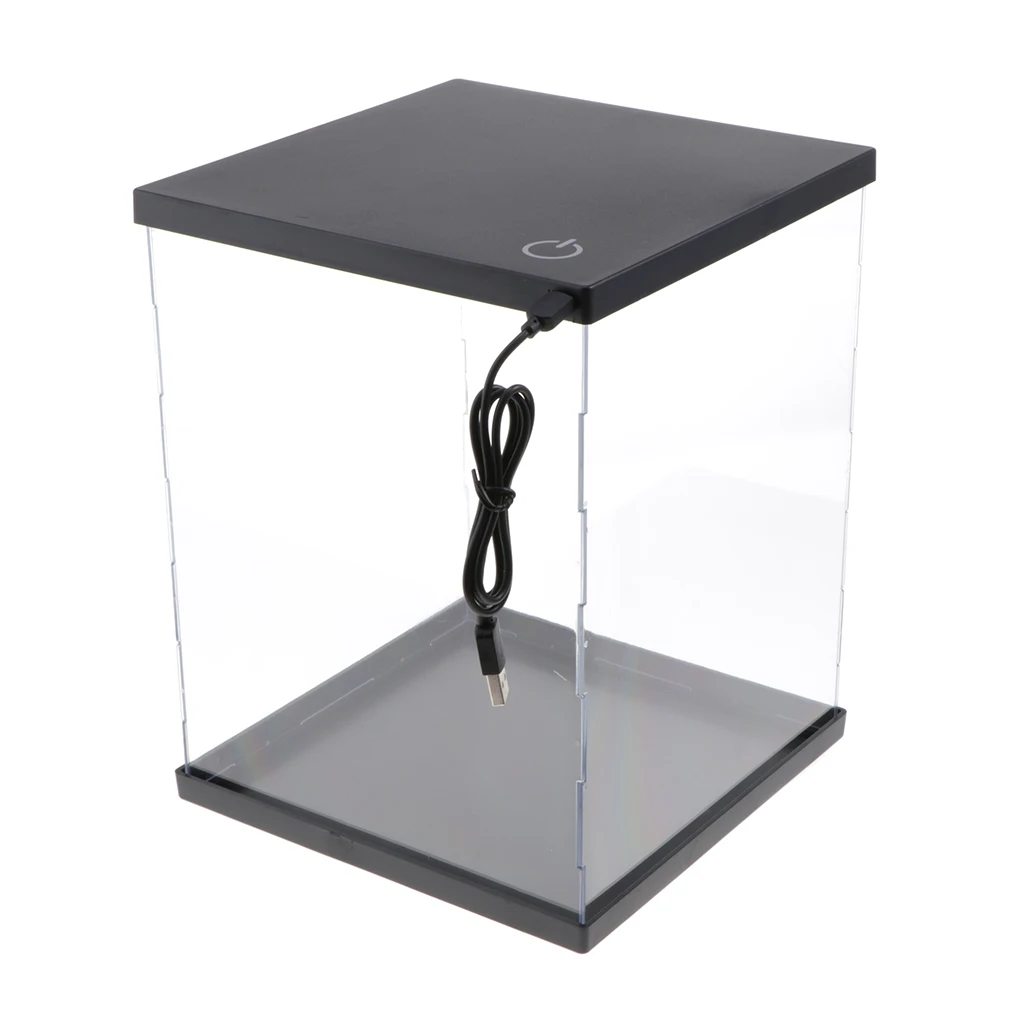 Caja de exhibición acrílica transparente con luces LED antipolvo - imagen 2