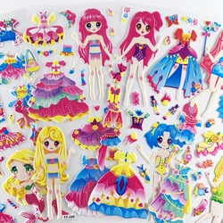 Pegatinas 3D de burbuja para cuaderno infantil - 4 hojas, diseño niña