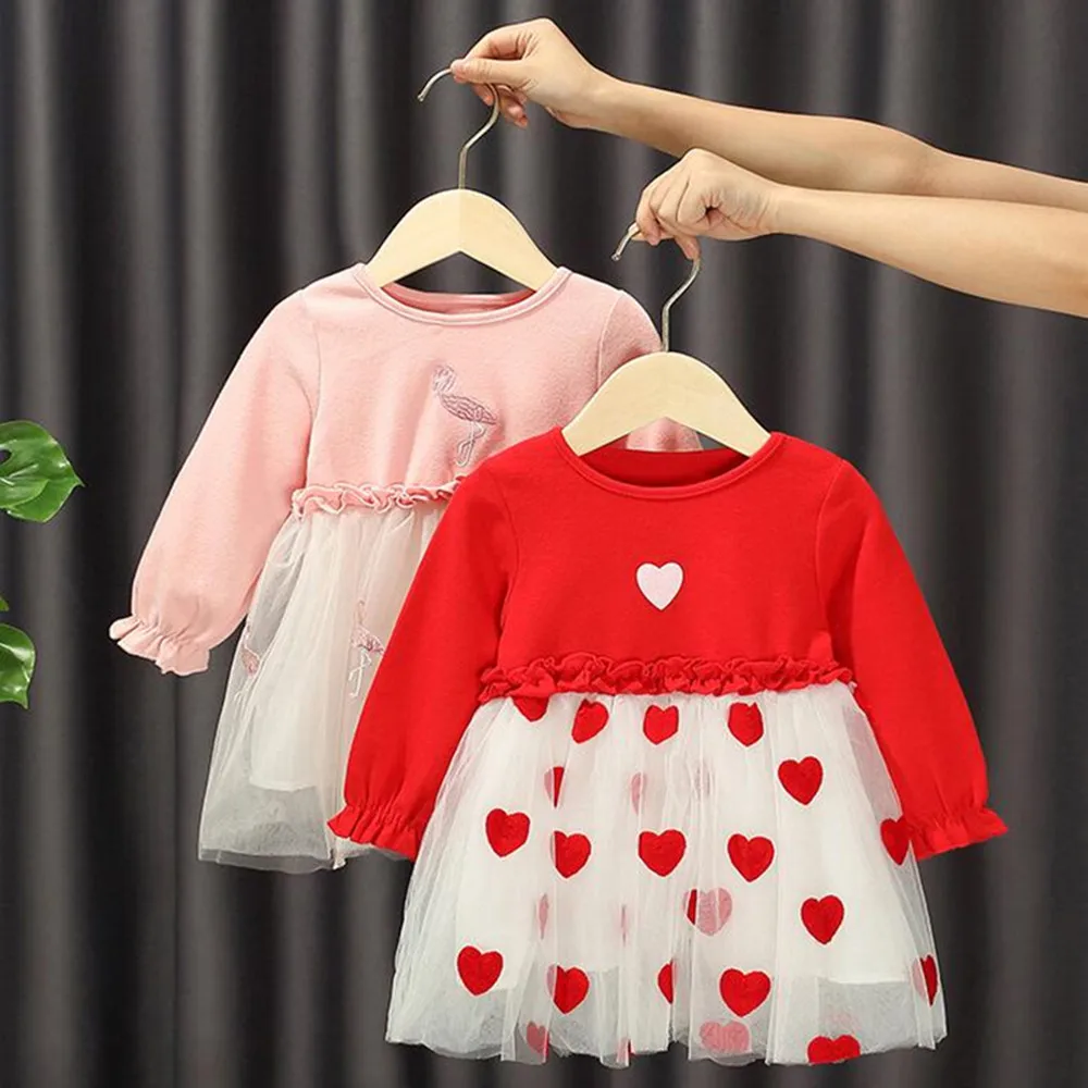 Vestido fiesta para niña con manga larga y volantes tipo tutú - imagen 3