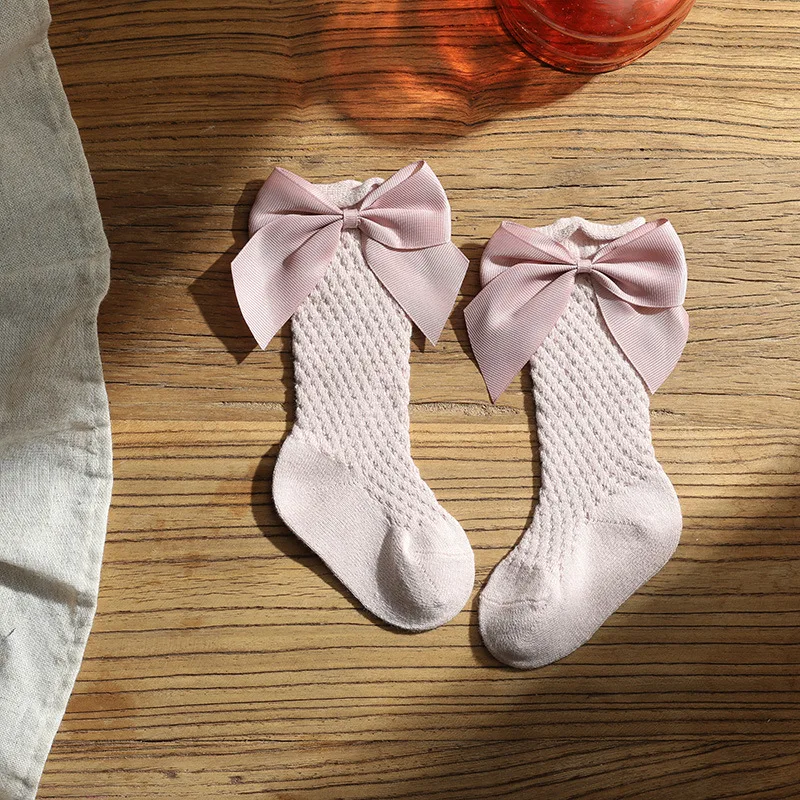 Calcetines largos con lazo para niños - Estilo piña calado suave - imagen 4