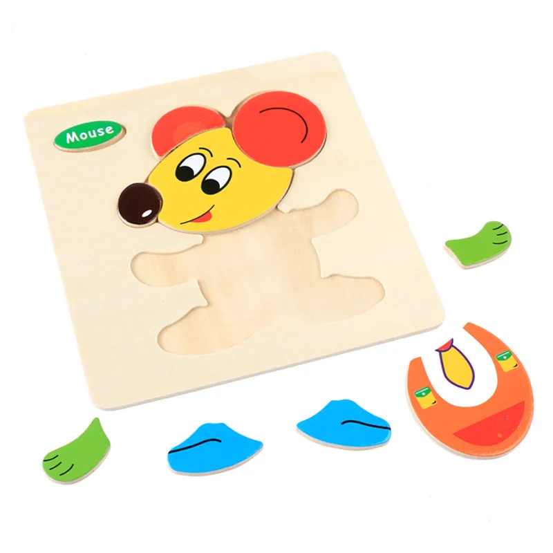 Puzzle de madera Montessori con animales de dibujos animados - imagen 5