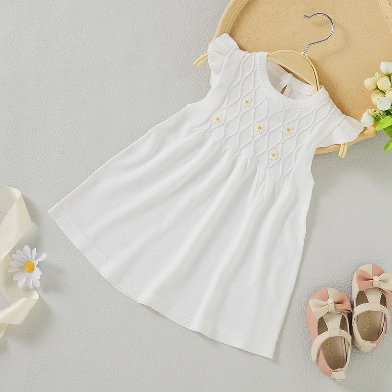 Vestido sin mangas de verano para bebé y niña – Blanco suave - imagen 4
