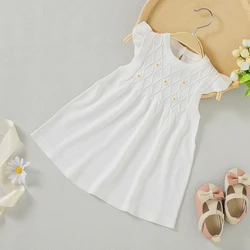 Vestido sin mangas de verano para bebé y niña – Blanco suave