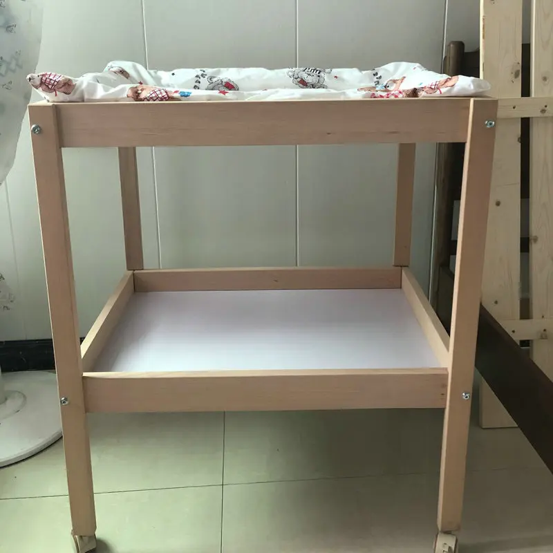 Cambiador de bebé madera maciza con almohadilla acolchada - imagen 3