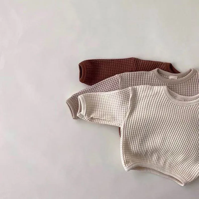 MILANCEL Sudadera con capucha waffle para bebé y niñas – Primavera - imagen 3