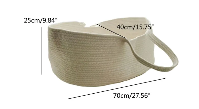 Moisés portátil tejido en cuerda de algodón natural