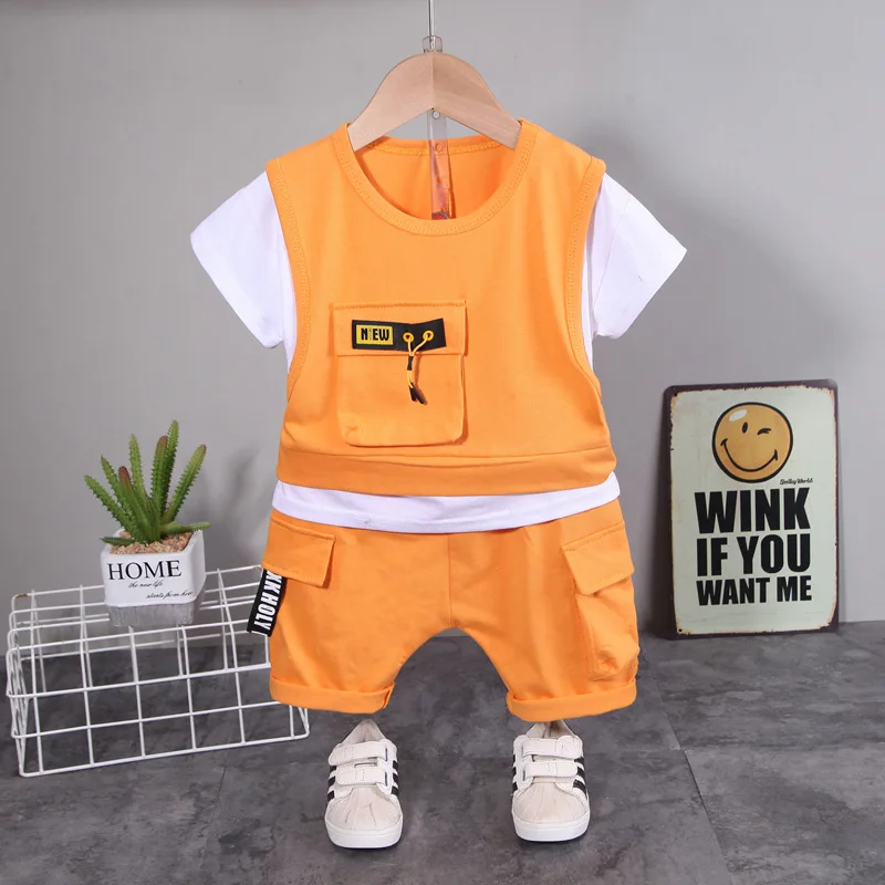 Conjunto deportivo de algodón para niños – Camiseta y pantalón corto verano - imagen 3