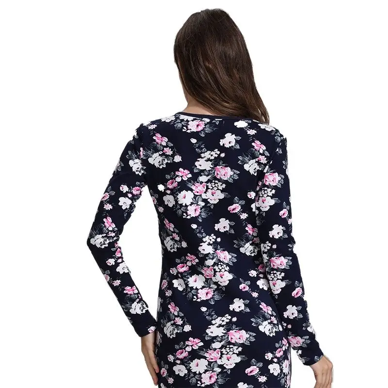 Vestido estampado de posparto con manga larga